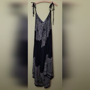 No Brand Black and Cream Mandala Patterned Fabric  Wide Leg Jumper Medium